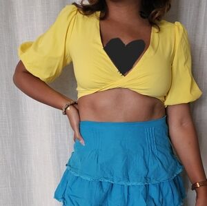 Forever 21 Crop Top Bolero Shrug Balloon Puff Sleeves S